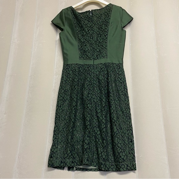 Tory Burch Women’s Mariana Dress Size 4 Lace Jacquard Douglas Fir Designer NWT - Picture 9 of 14